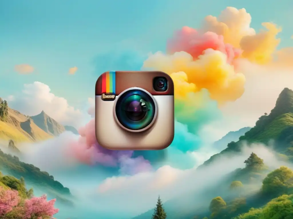 Vibrante feed de Instagram: narrativas visuales cautivadoras Una ilustración detallada en acuarela muestra un feed de Instagram pintoresco y vibrante con narrativas visuales para Instagram