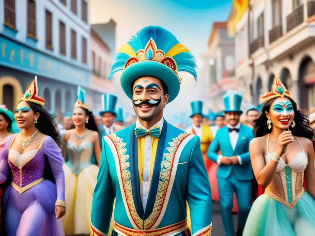 Deslumbrante carnaval en Uruguay: colores, baile y alegría Importante celebración del Carnaval Uruguayo: vibrante desfile con coloridos trajes y música tradicional