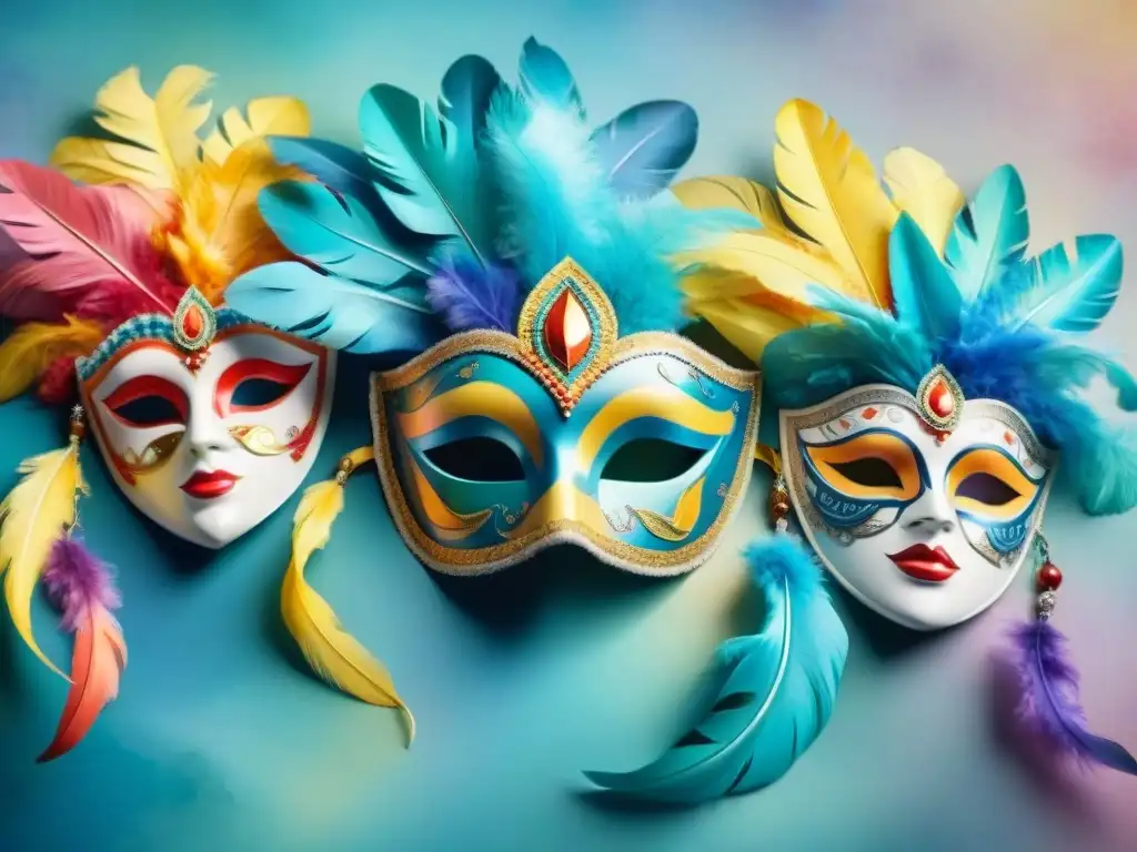 Máscaras de carnaval uruguayo: tradición y colorido festivo Increíbles máscaras de carnaval uruguayo digitalizadas, con detalles vibrantes y festivos en una calle llena de vida