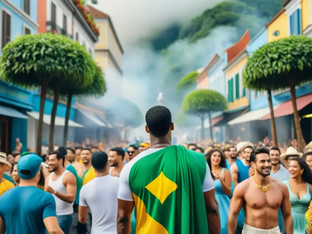 Carnaval de Brasil: Desfile colorido y alegre Influencia del Carnaval de Brasil: Desfile colorido con baile, música y alegría en las calles de Río de Janeiro