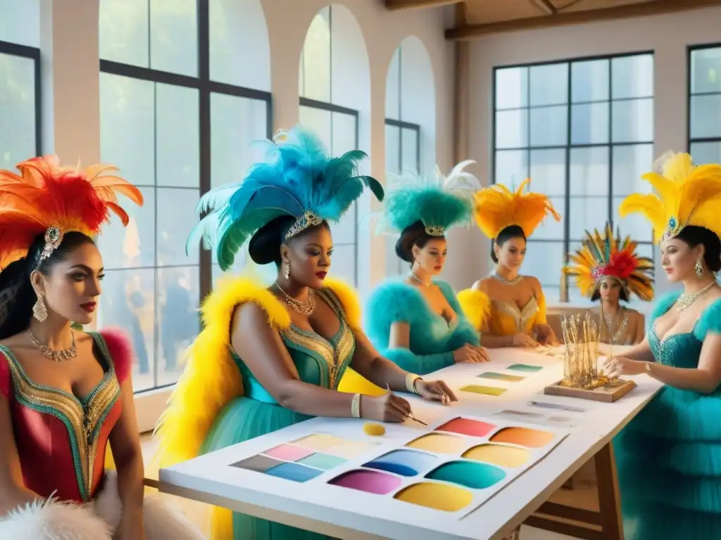Apasionada creatividad en taller de diseñadores de carnaval en Uruguay Inspiración en acción: Diseñadores Carnaval Uruguayo innovadores crean trajes vibrantes en taller creativo