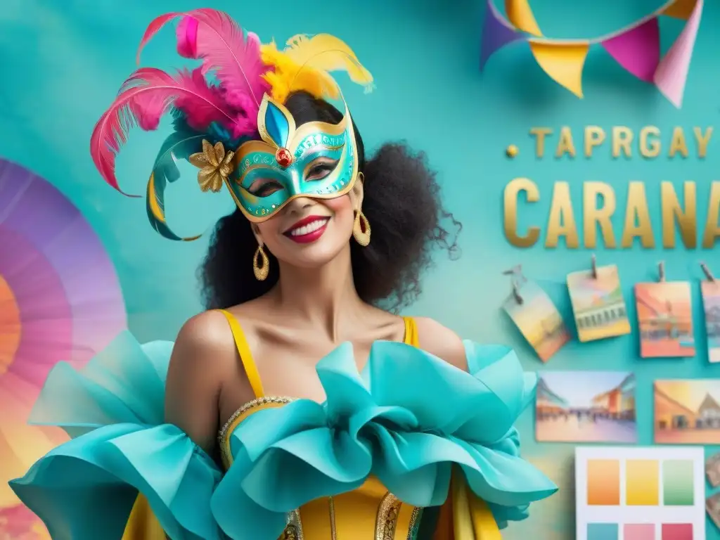 Diseñadores de Carnaval en Uruguay: Creatividad y Color Intenso proceso creativo de diseñadores de Carnaval Uruguayo, plasmando coloridas ideas en bocetos y telas festivas