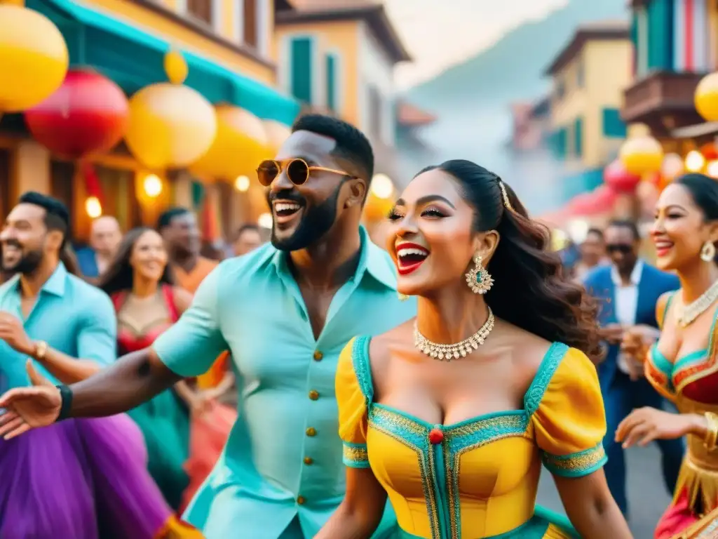 Carnaval multicultural: baile y colorido festivo Intercambios culturales en el Carnaval: Baile y coloridas tradiciones unen a personas de distintas culturas en fiesta vibrante