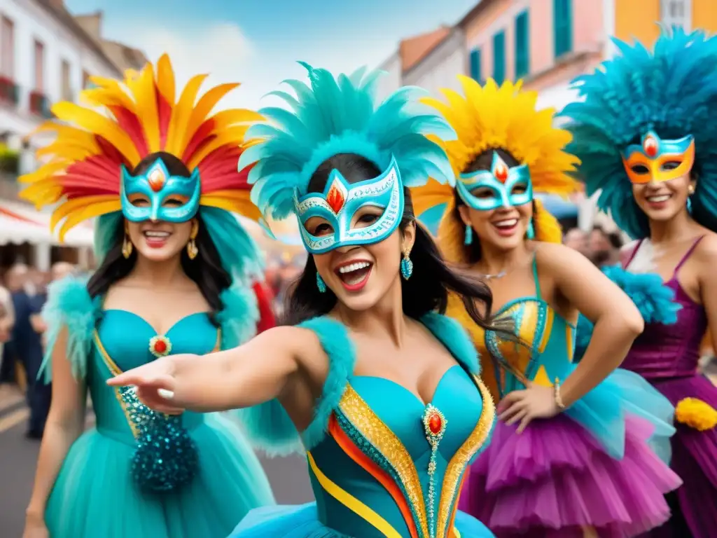 Innovación juvenil en el Carnaval de Uruguay Jóvenes creativos en el vibrante Carnaval Uruguayo, derrochando innovación y entusiasmo en un taller de máscaras coloridas