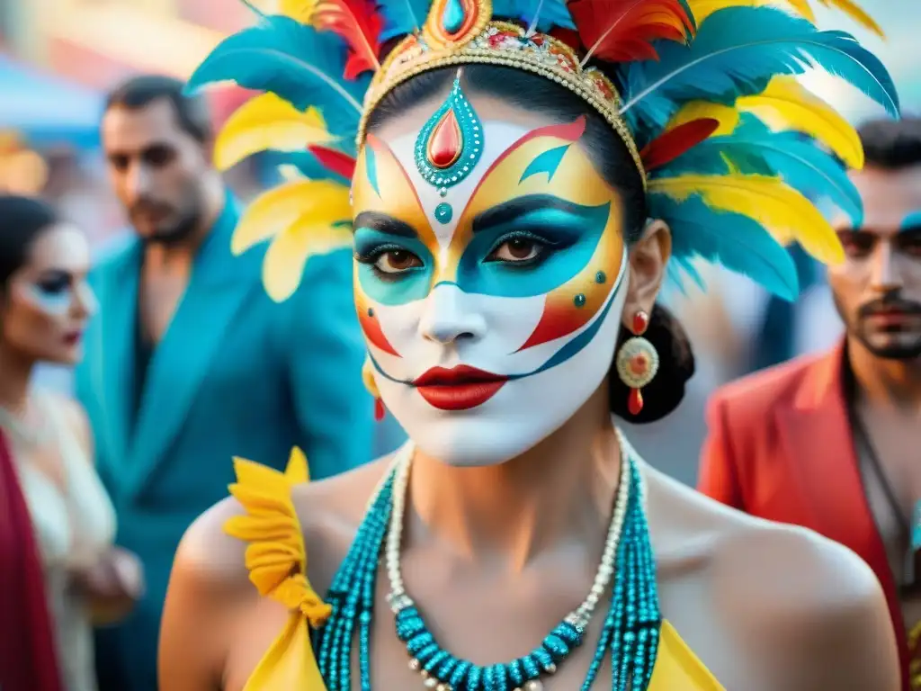 Maquilladores uruguayos en acción: creatividad y color en el carnaval Maquilladores destacados Carnaval Uruguayo aplican diseños vibrantes con habilidad