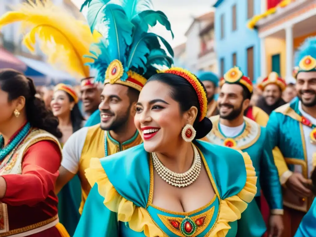 Colorida inclusión en el Carnaval Uruguayo Personas con discapacidad disfrutan juntas del Carnaval Uruguayo en un ambiente inclusivo y festivo