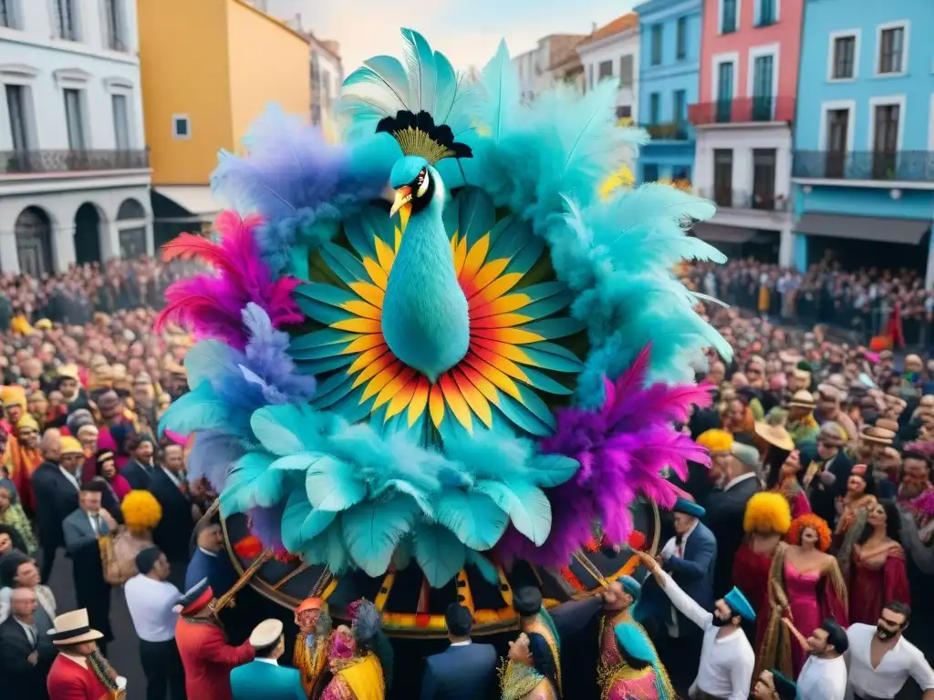 Deslumbrante Carnaval en Uruguay: Vista Aérea Colorida Perspectivas aéreas del vibrante Carnaval en Uruguay: un despliegue de color, música y danza desde las alturas