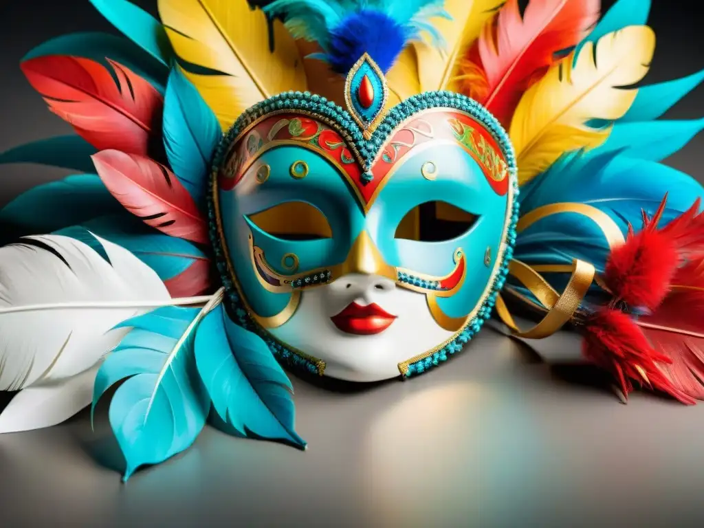 Máscaras de carnaval uruguayo: detalladas acuarelas vibrantes Una pintura acuarela detallada de máscaras de carnaval uruguayas, con diseños vibrantes y patrones intrincados, una imagen culturalmente rica que captura la esencia del Carnaval Uruguayo