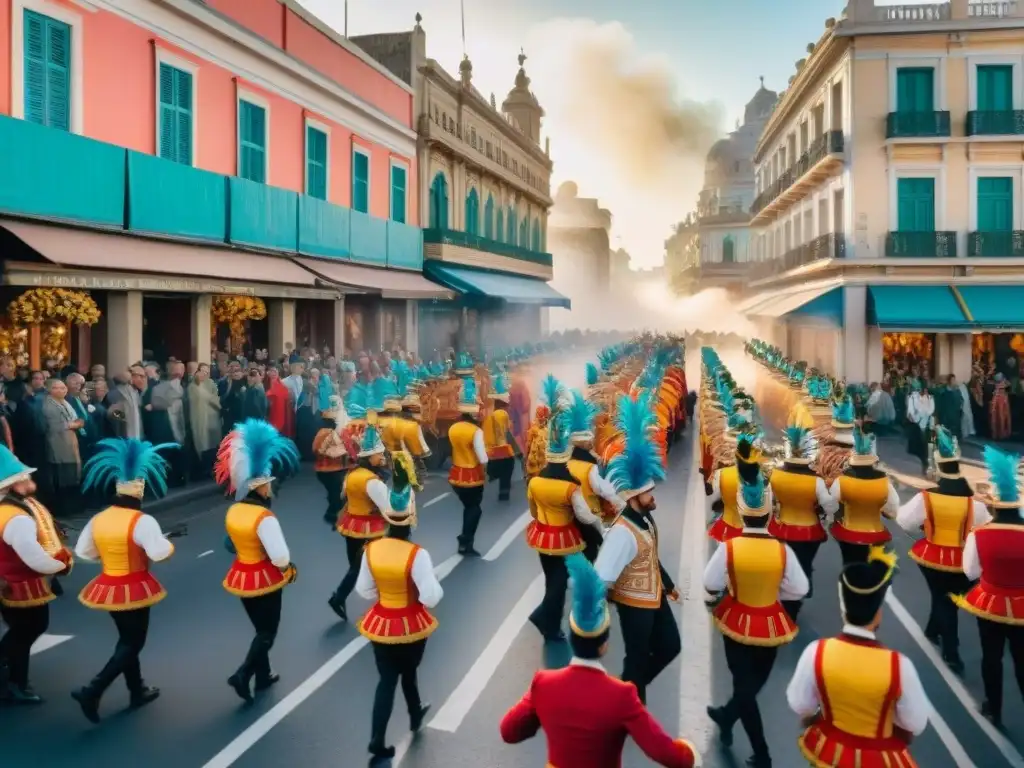 Vibrante pintura acuarela de Carnaval en Montevideo Vivid pintura acuarela de Montevideo en Carnaval