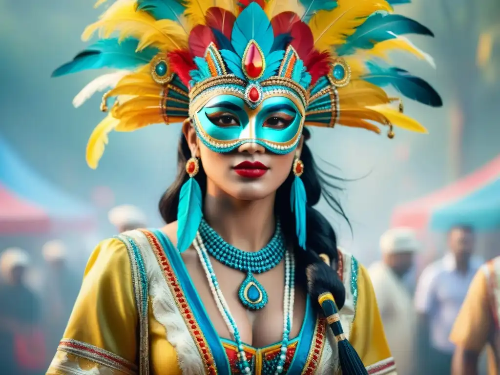 Una pintura acuarela ultradetallada en 8k de Accesorios Carnaval Uruguayo auténticos