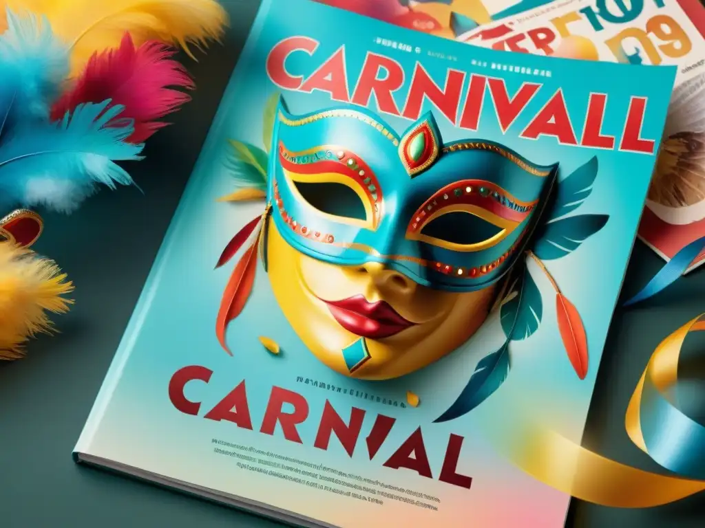 Revista de Carnaval uruguayo: ¡colorida celebración! Portada de revista Carnaval Uruguayo con diseño festivo y único, exudando alegría y celebración