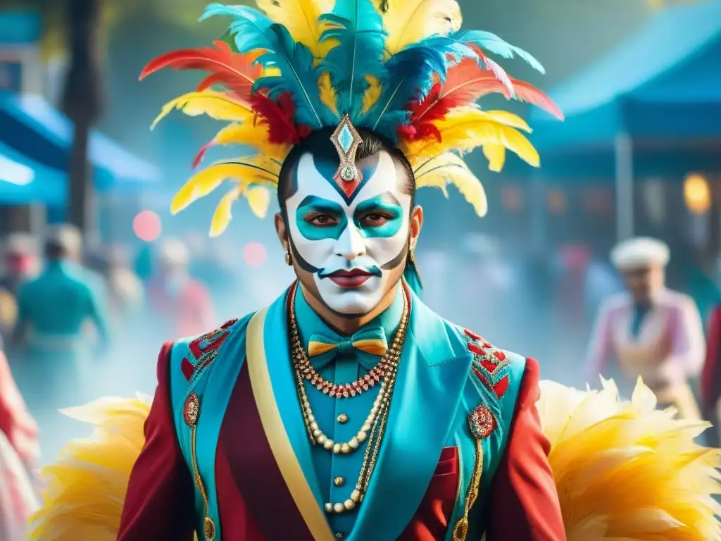 Renovación creativa: Carnaval uruguayo reinventado Una reinterpretación moderna y vibrante de personajes tradicionales del Carnaval uruguayo, con un giro creativo