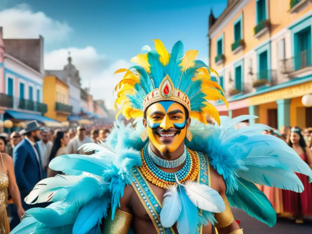 Carnaval uruguayo: baile, color y alegría en las calles Reserva en hoteles para Carnaval en Uruguay: vibrante ilustración de desfile colorido y festivo en las calles