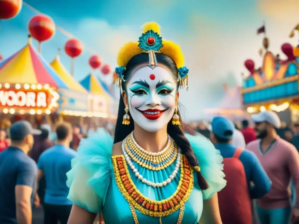 Retiros de bienestar durante Carnaval: una animada escena de carnaval con carrozas coloridas, bailarines energéticos y espectadores alegres