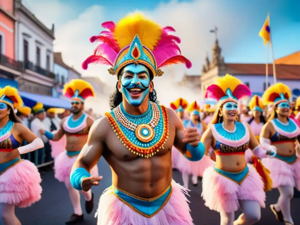 Colorido Carnaval Uruguayo 2023: Desfile festivo en la calle Retrato vibrante del Carnaval Uruguayo 2023: calles llenas de color, alegría y espectáculo