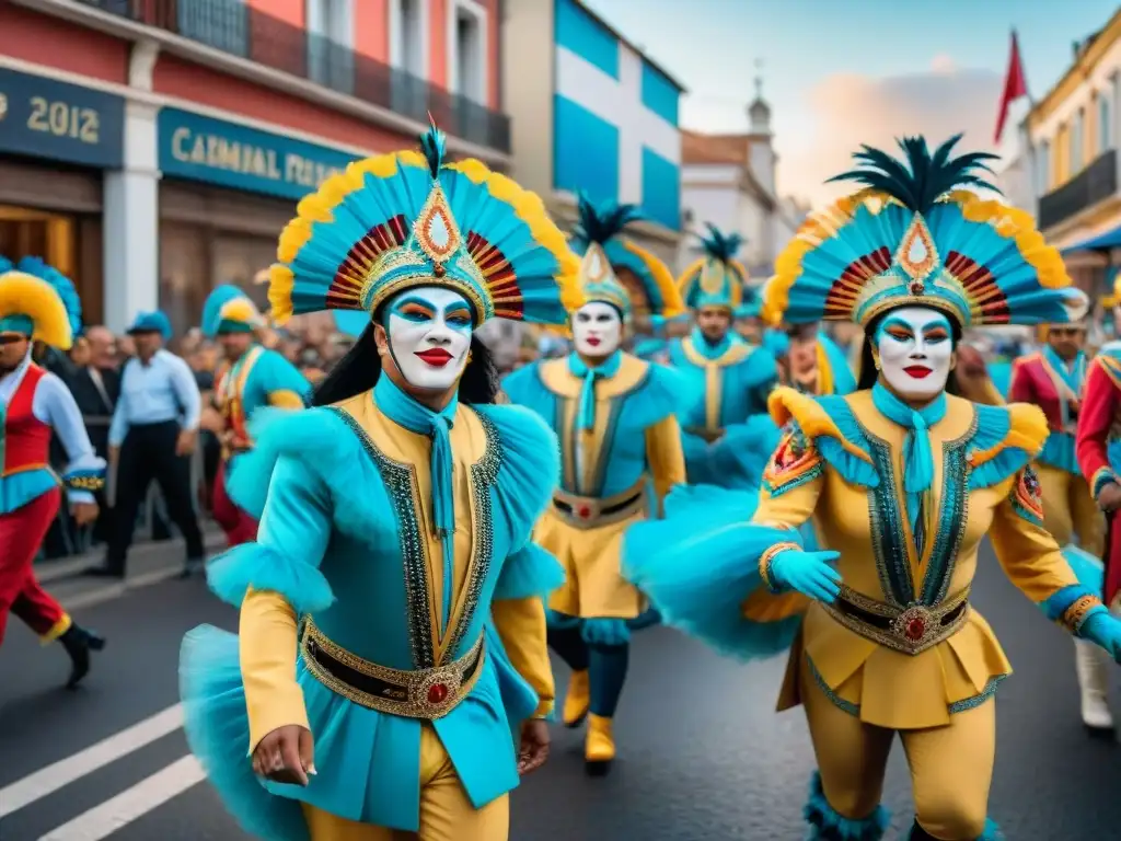 Colorida celebración de carnaval en Uruguay Revistas Carnaval Uruguayo colección valiosas: vibrante desfile de carnaval en Uruguay con trajes elaborados y música animada