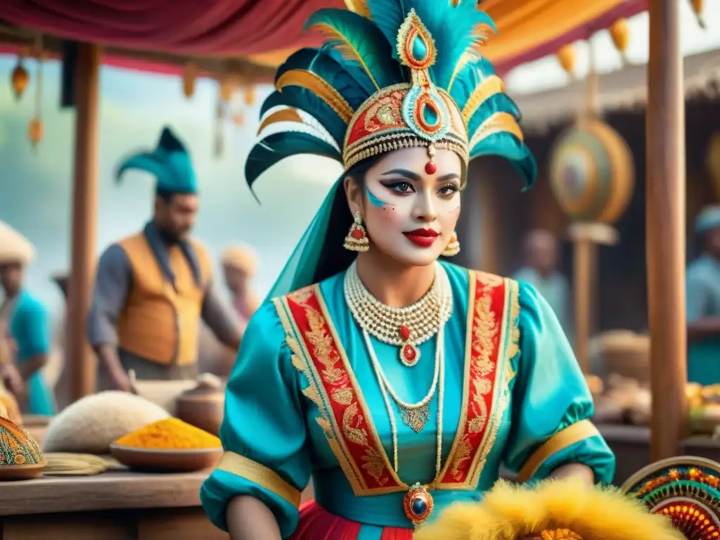 Artesanos creando trajes de carnaval: tradición y color Un taller bullicioso donde artesanos crean trajes de carnaval con técnicas ancestrales