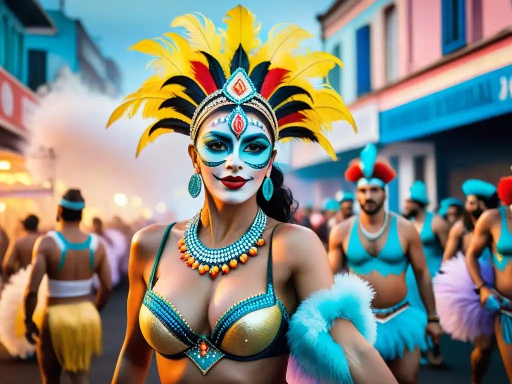 Deslumbrante carnaval en Uruguay: cuerpos pintados con arte Celebración vibrante con artistas de body painting en Uruguay