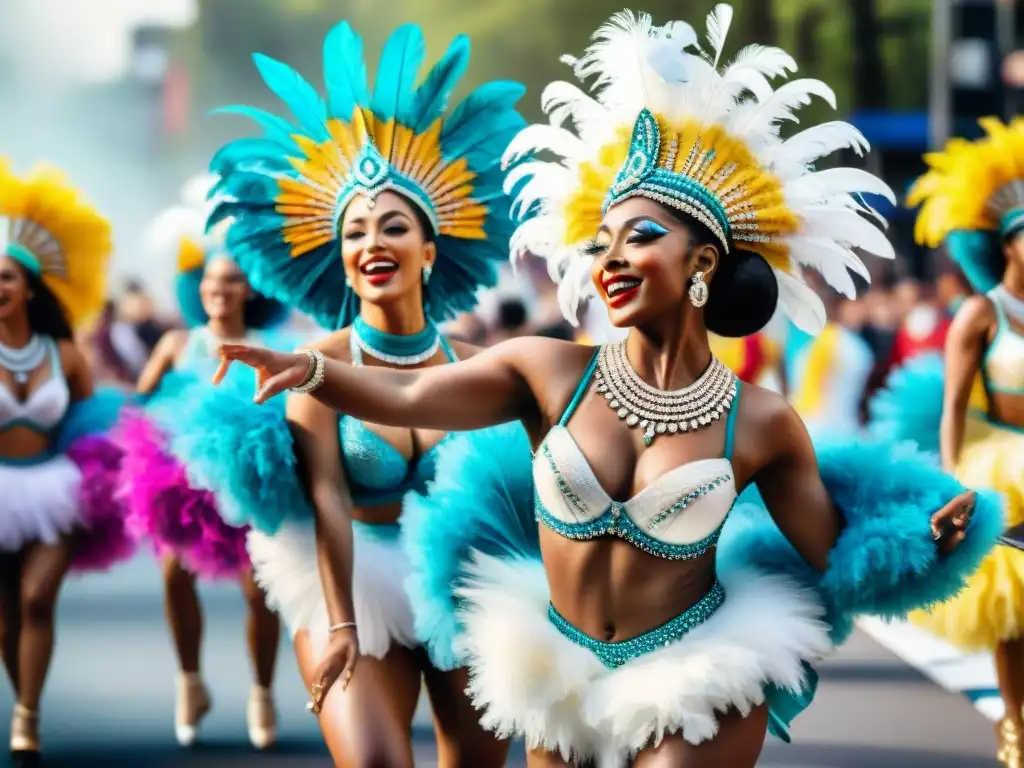 Baile de Carnaval: Diversión y Colorido en Movimiento Un vibrante baile de Carnaval con técnicas avanzadas de danza en Carnaval, colores y alegría desbordante