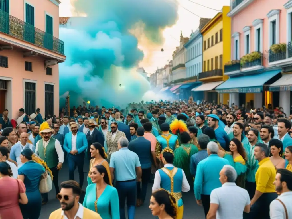 Colorido Carnaval en Uruguay: fiesta y tradición Vibrante Carnaval en Uruguay: calles bulliciosas con trajes coloridos y música alegre