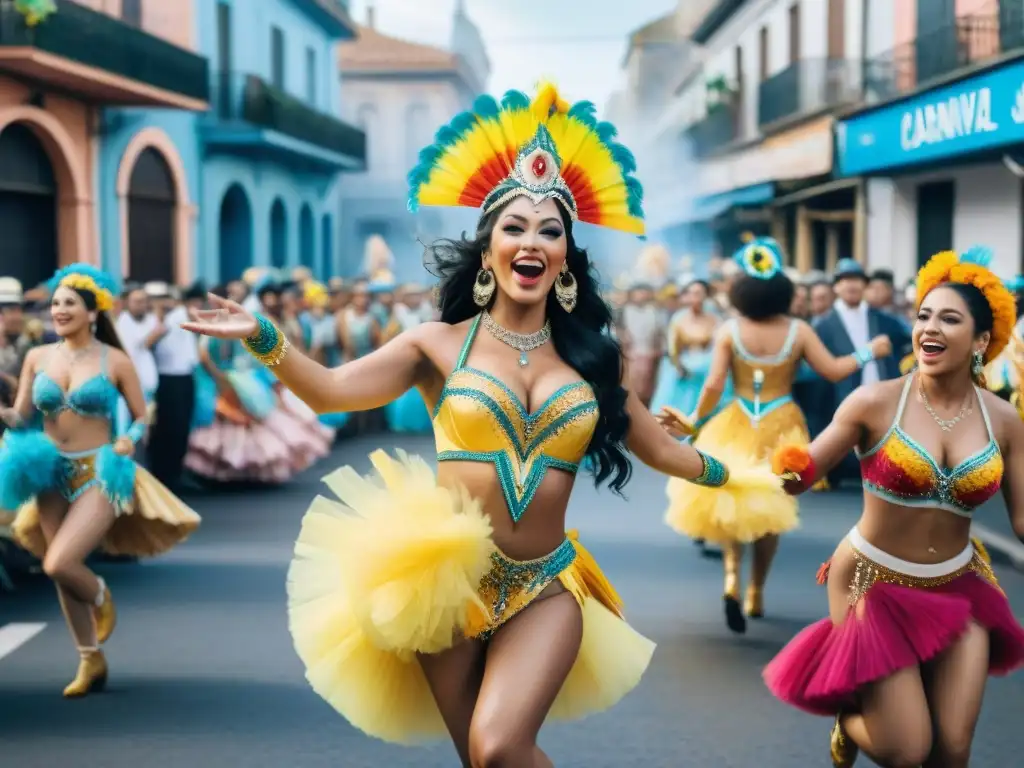 Desfile vibrante de Carnaval en Uruguay Vibrante Carnaval en Uruguay: desfile colorido, música tradicional y alegría en las calles