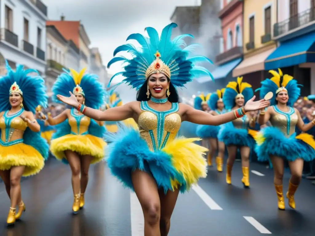 Deslumbrante Carnaval en Uruguay: comparsas vibrantes y danzas enérgicas Vibrante Carnaval en Uruguay con comparsas enérgicas y coloridas