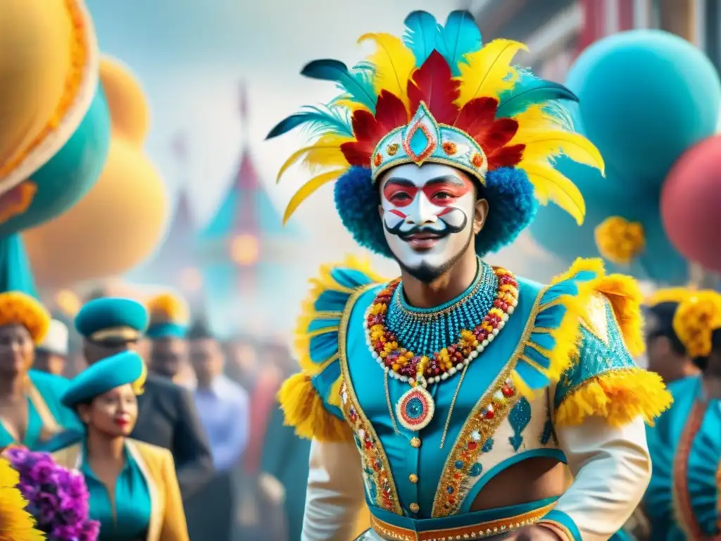 Desfile de Carnaval: explosión de color y alegría Vibrante Carnaval: floats, danzas y espectadores, capturando la esencia del Mindfulness para artistas en Carnaval