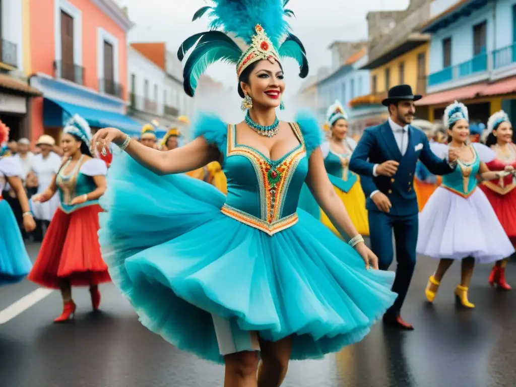 Carnaval en Uruguay: danzas y colorido festivo Vibrante Carnaval en Uruguay con danzas tradicionales y coloridos trajes