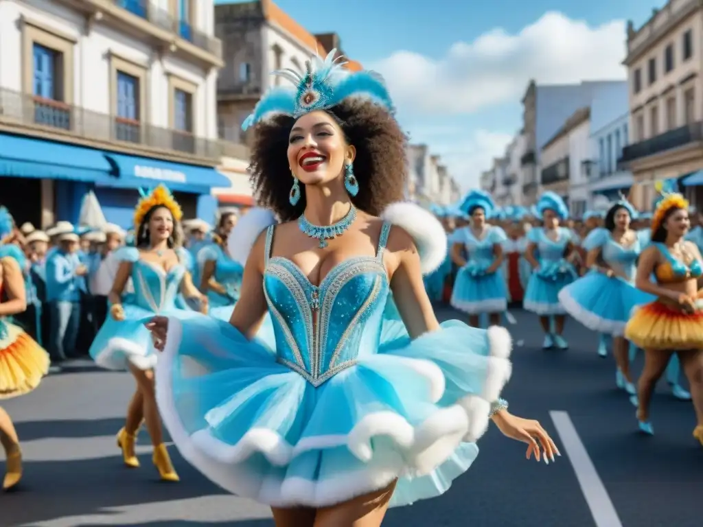 Colorido Carnaval en Uruguay: danzas, desfiles y alegría Vibrante Carnaval en Uruguay con desfile colorido, confeti y música tradicional