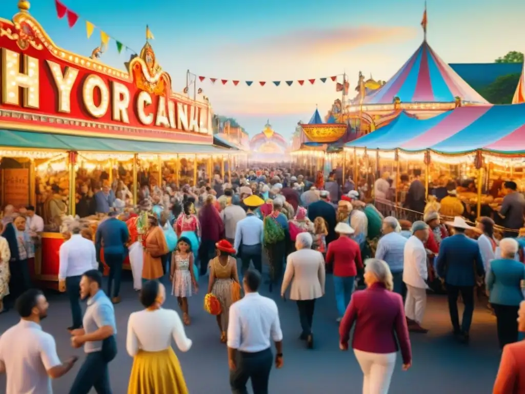 Colorida escena de carnaval familiar: alegría y diversión Un vibrante Carnaval familiar con alojamientos seguros para familias, lleno de color, alegría y diversión