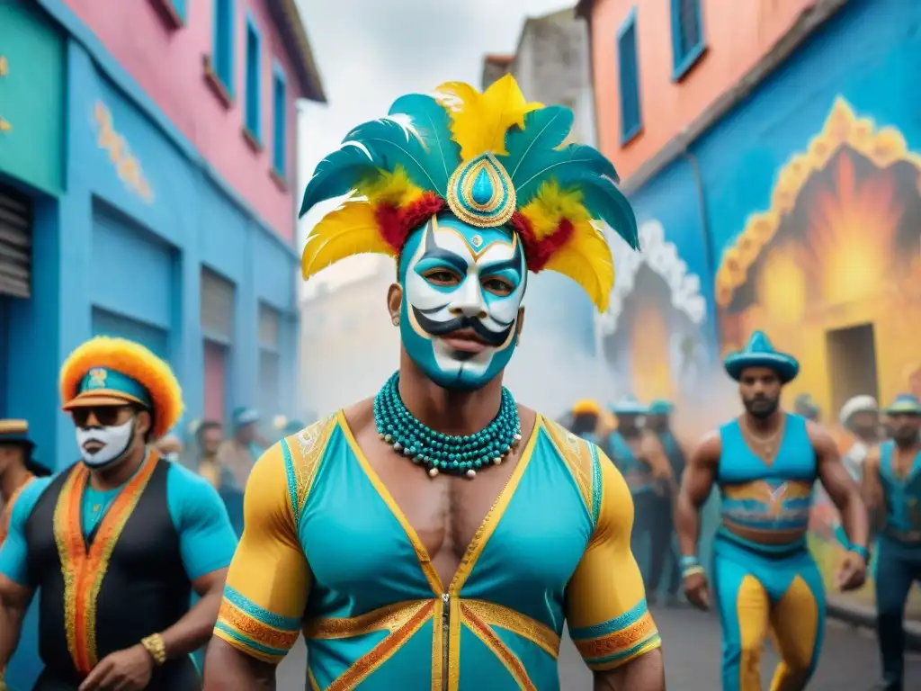 Carnaval en Uruguay: colorida celebración con graffiti urbano Un vibrante Carnaval en Uruguay con graffiti impactante en las calles