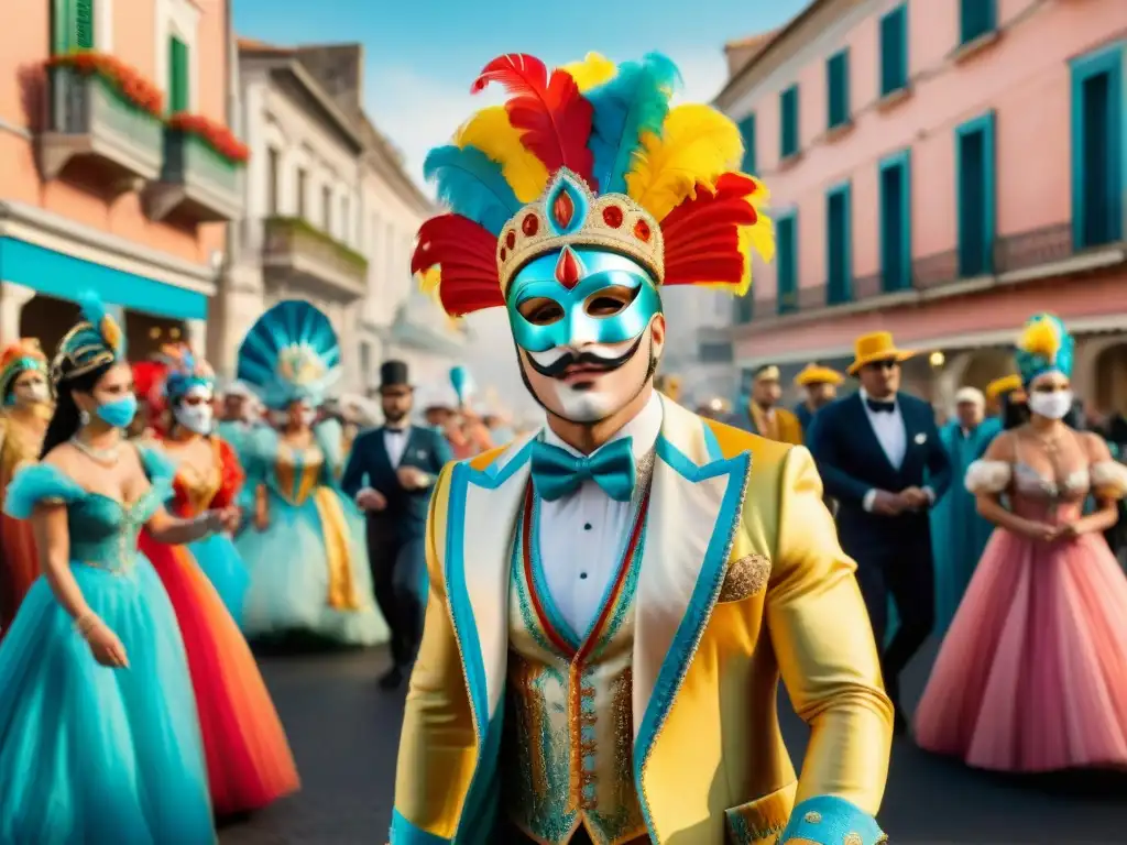 Carnaval italiano en Uruguay: Desfile vibrante y detallado Vibrante Carnaval con influencia italiana y española en Uruguay