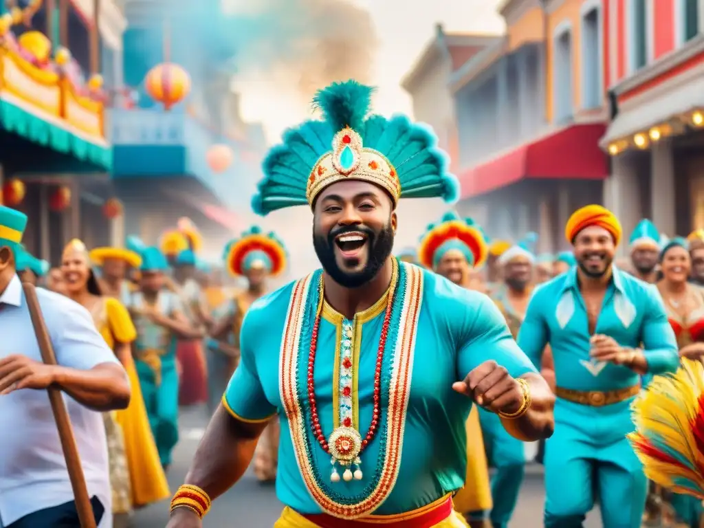 Desfile de Carnaval: Alegría y Colorido Festivo Vibrante Carnaval con música, danza y coloridos desfiles destacando la importancia económica y comunitaria