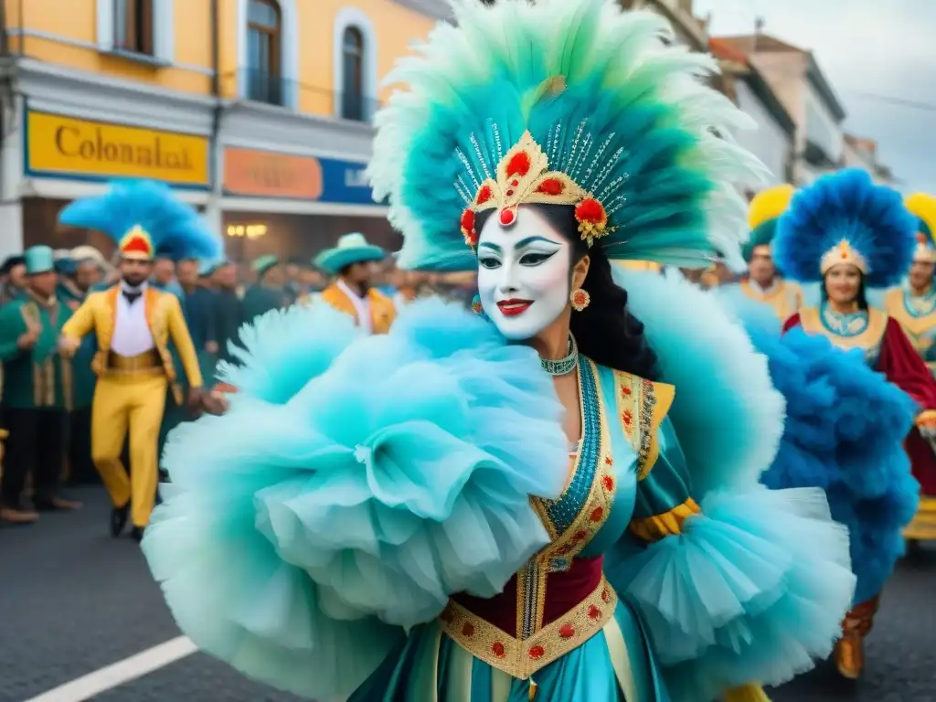 Deslumbrante Carnaval uruguayo: acuarela vibrante Vibrante Carnaval en Uruguay: músicos, danzas y colores