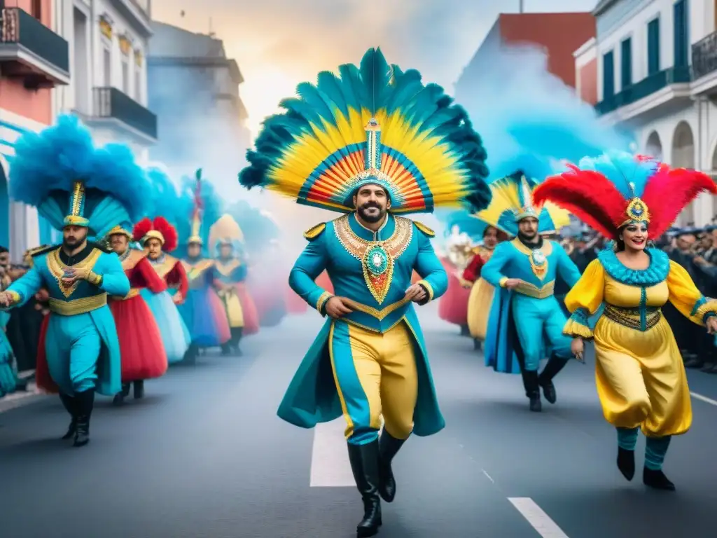 Deslumbrante Carnaval uruguayo: colores, baile y tradición Un vibrante Carnaval en Uruguay: trajes coloridos, danzas y música tradicional