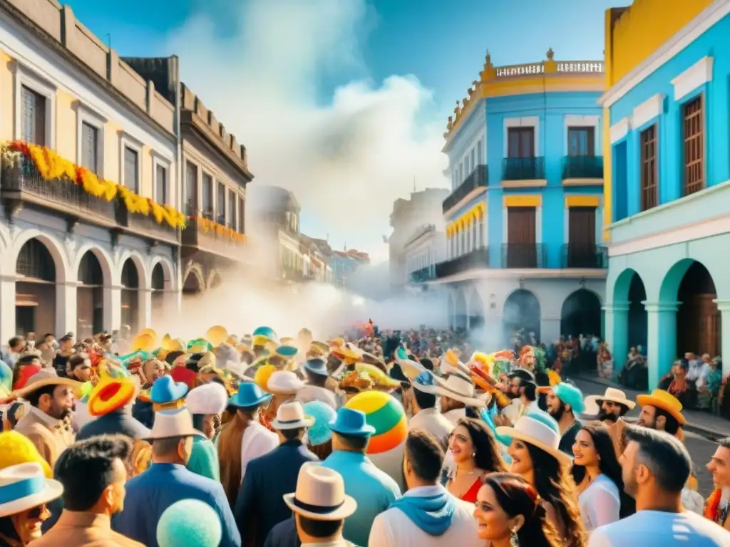 Carnaval Uruguayo: Desfile vibrante y colorido Un vibrante Carnaval Uruguayo: carrozas detalladas, danzas coloridas y festejos en la calle