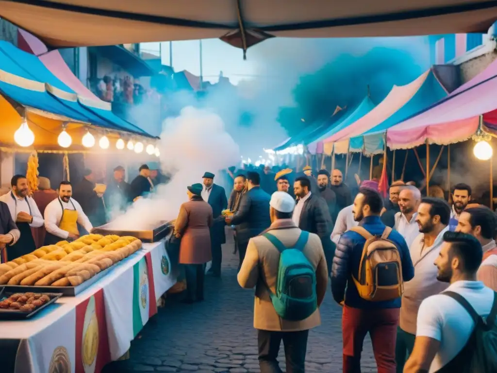 Escena vibrante del Carnaval Uruguayo: Sabores y alegría Un vibrante Carnaval Uruguayo con chefs gastronomía y diversidad de platos tradicionales