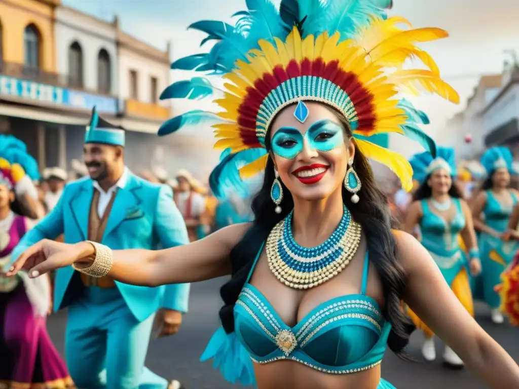 Vibrante Carnaval Uruguayo: desfile colorido y diverso destacando la importancia de los espacios físicos