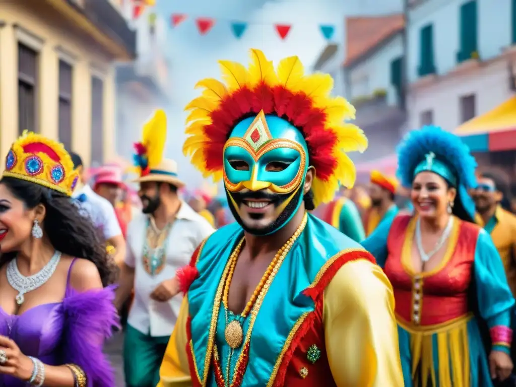 Celebración colorida y diversa del Carnaval en Uruguay Celebración vibrante de Carnaval Uruguayo: diversidad inclusiva en las calles