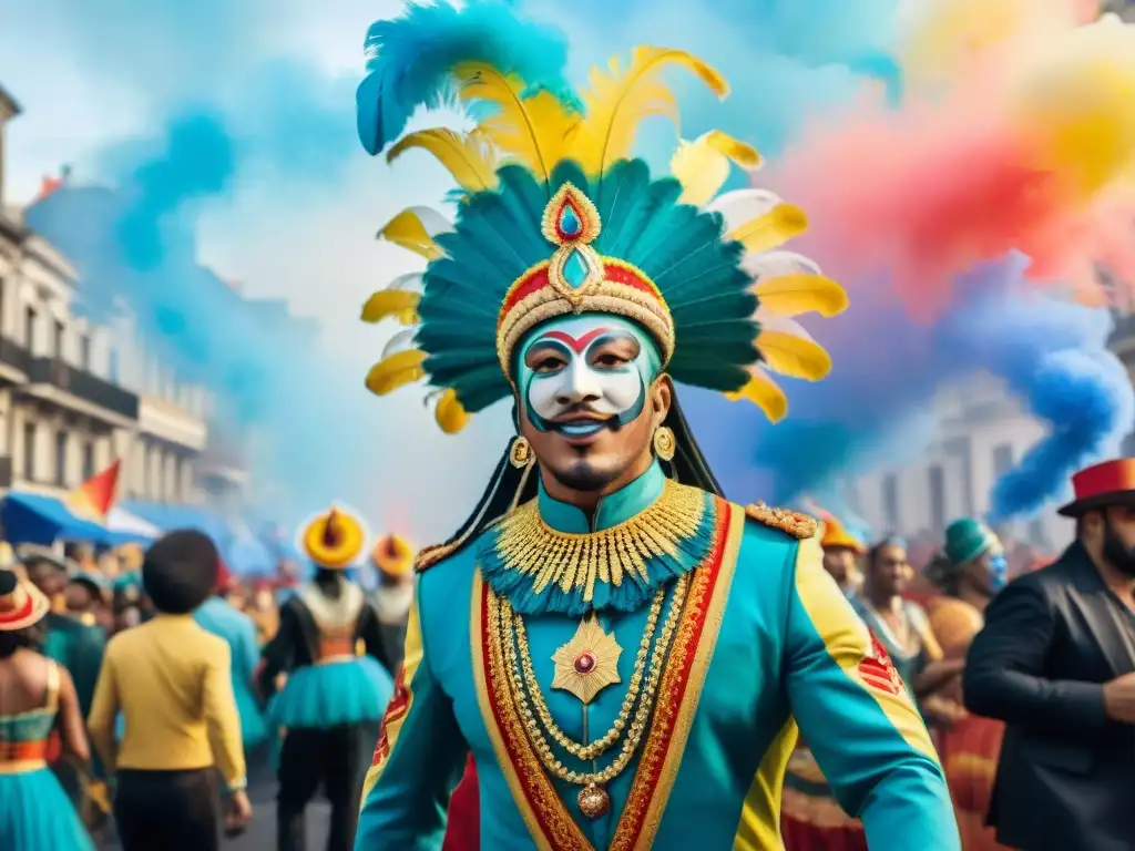 Un vibrante Carnaval Uruguayo lleno de diversidad: desfiles, danzas y coloridos trajes en la calle