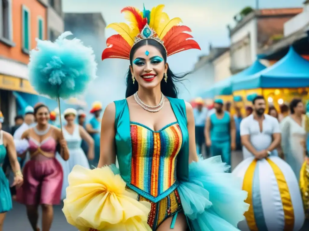 Desfile de Carnaval en Uruguay: Arte Sostenible y Comunidad Un vibrante Carnaval Uruguayo con reciclaje creativo y diversidad en danzas y trajes