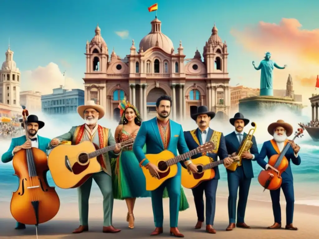 Murgas de Uruguay: Unión y colorido en Montevideo Una vibrante colaboración entre murgas en Uruguay, fusionando tradición y creatividad en un escenario lleno de color y detalles