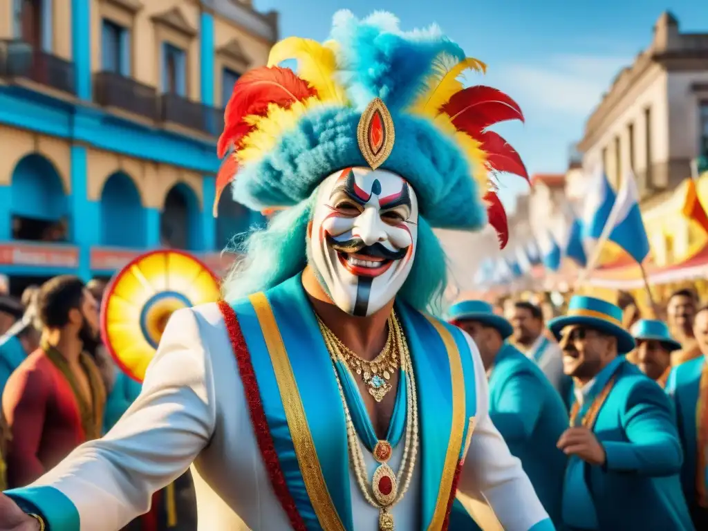 Deslumbrante desfile de carnaval en Uruguay Una vibrante y colorida procesión de Carnaval en Uruguay, con murgas y desfiles de carrozas