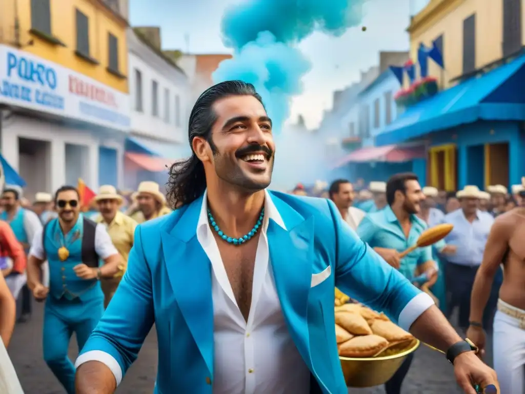 Carnaval en Uruguay: Desfile colorido y festivo Vibrante desfile callejero durante el Carnaval en Uruguay, con tradición culinaria Carnaval Uruguayo