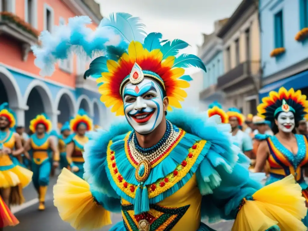 Carnaval de Uruguay: Explosión de color y alegría en las calles Vibrante desfile de Carnaval en Uruguay, con colores y alegría