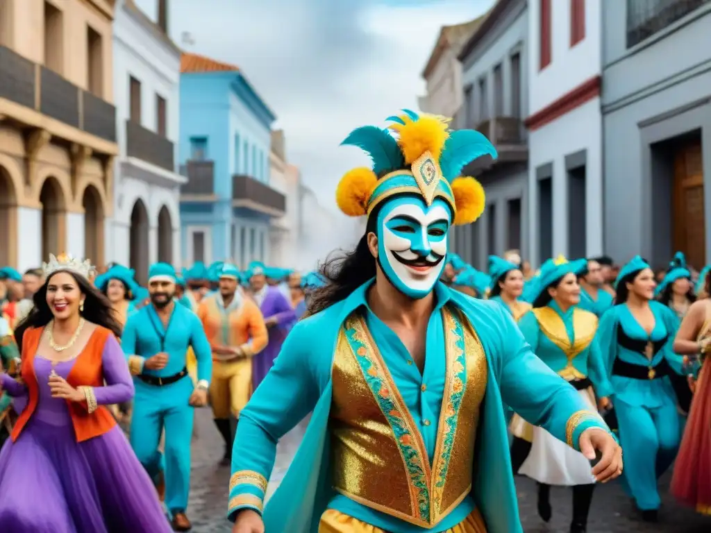 Desfile de Carnaval en Uruguay: Color y alegría Vibrante desfile de Carnaval en Uruguay con coloridos trajes y música tradicional