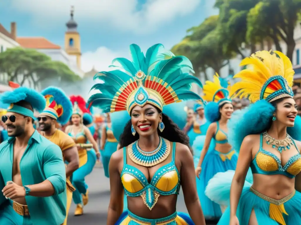 Un vibrante desfile de carnaval en Uruguay con comparsas transformándose en íconos nacionales