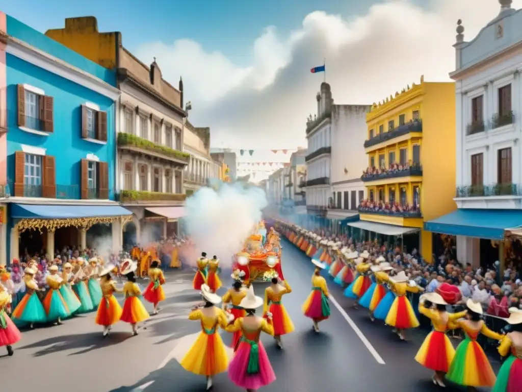 Deslumbrante desfile de carnaval en Uruguay Vibrante desfile de carnaval en Uruguay con disfraces y música alegre