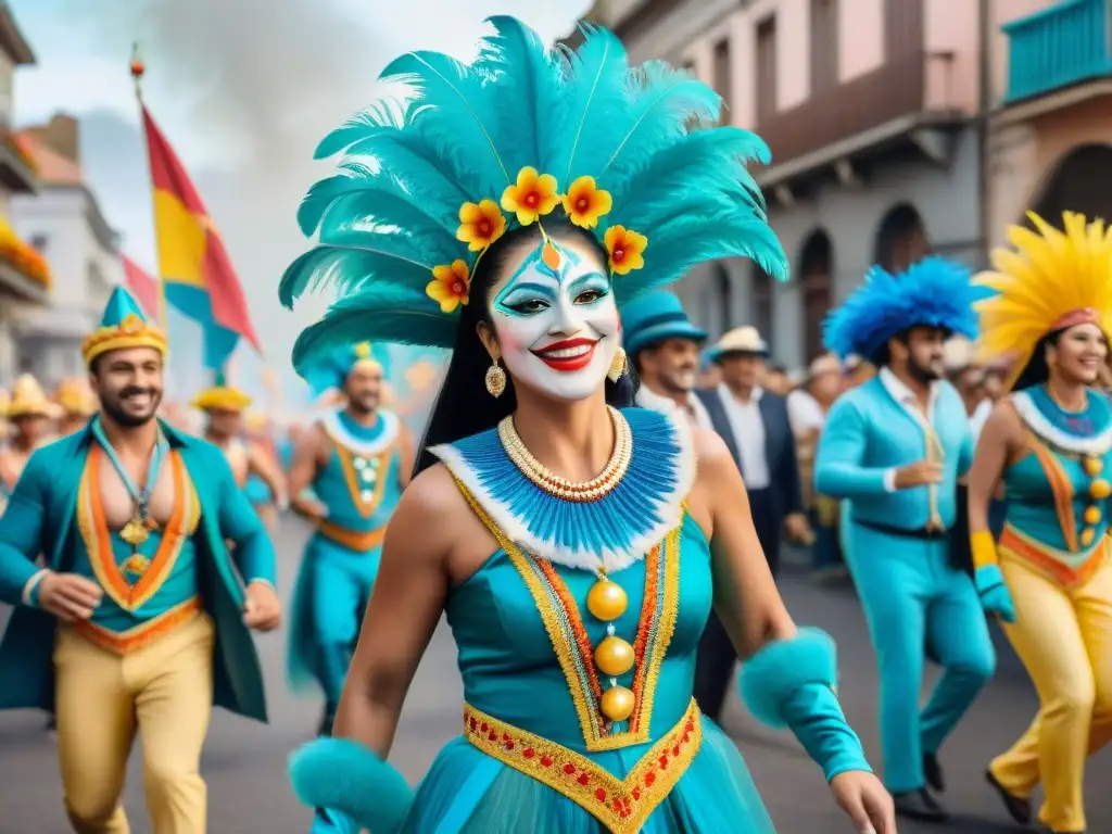 Desfile colorido de carnaval en Uruguay: diversidad y alegría Un vibrante desfile de carnaval en Uruguay refleja diversidad y alegría