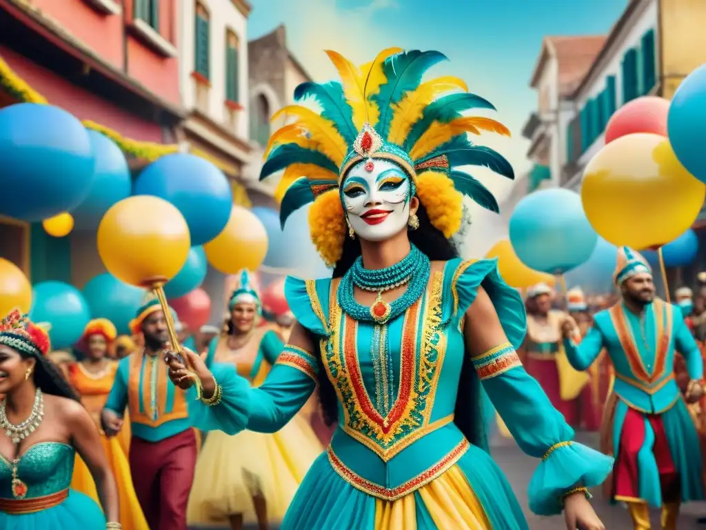 Deslumbrante desfile de Carnaval: energía festiva Vibrante desfile de Carnaval con floats coloridos y músicos, reflejando la innovación en publicidad para Carnaval